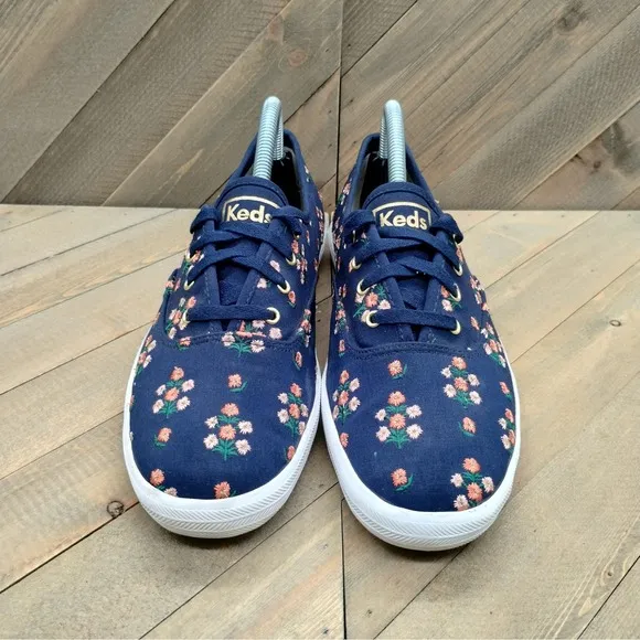 Keds x Rifle Paper Co Posy Embroidered Casual Sneakers Womens Size 9 Blue Pink