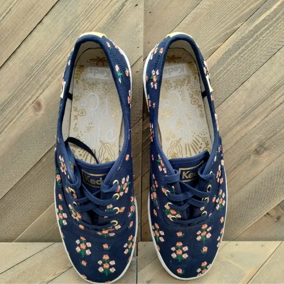 Keds x Rifle Paper Co Posy Embroidered Casual Sneakers Womens Size 9 Blue Pink