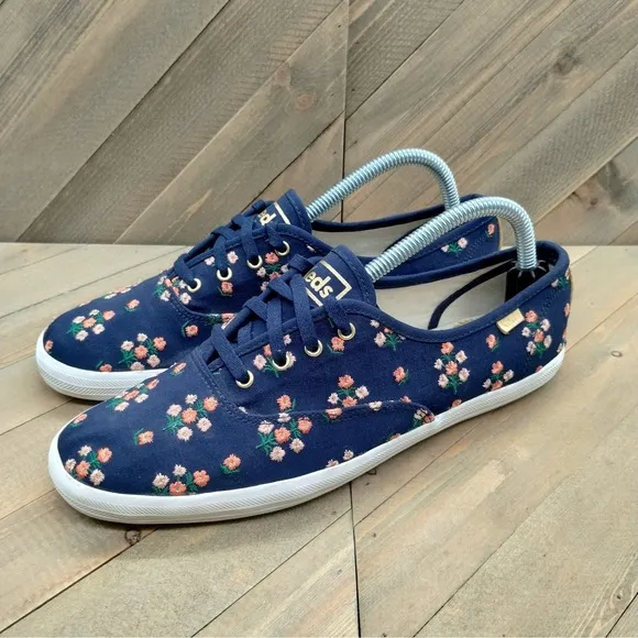 Keds x Rifle Paper Co Posy Embroidered Casual Sneakers Womens Size 9 Blue Pink