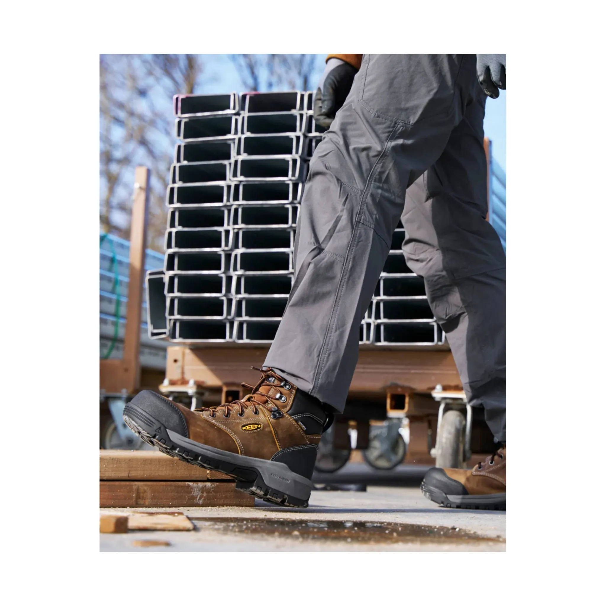 KEEN Utility Men's Evanston 6 Inch Waterproof Carbon Toe Work Boots - Bison/Black
