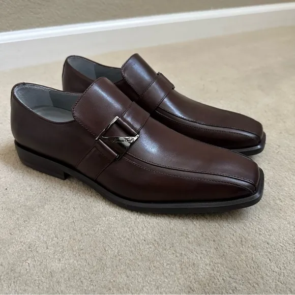 Kenneth Cole Brown Leather Dress Shoes Loafers size 8.5 NWOB