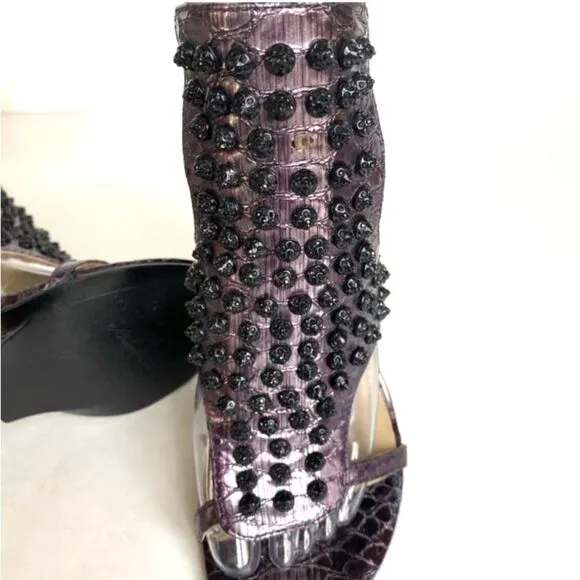 Kenneth Cole Sweet Greet Studded Heels Plum 7.5