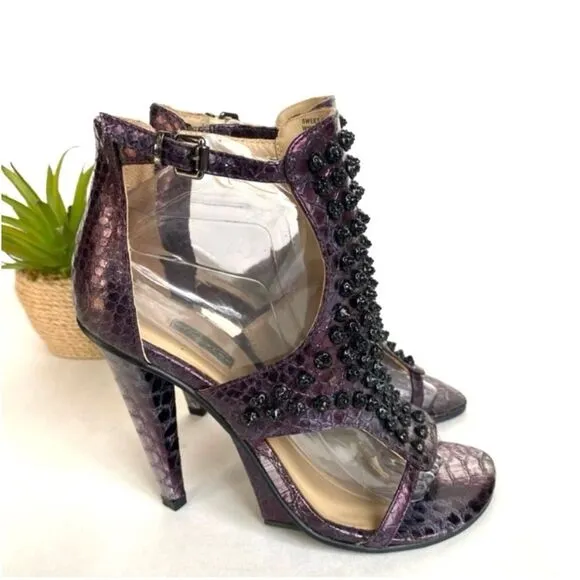 Kenneth Cole Sweet Greet Studded Heels Plum 7.5