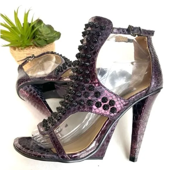 Kenneth Cole Sweet Greet Studded Heels Plum 7.5