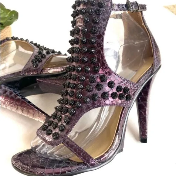 Kenneth Cole Sweet Greet Studded Heels Plum 7.5