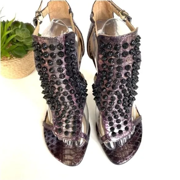 Kenneth Cole Sweet Greet Studded Heels Plum 7.5