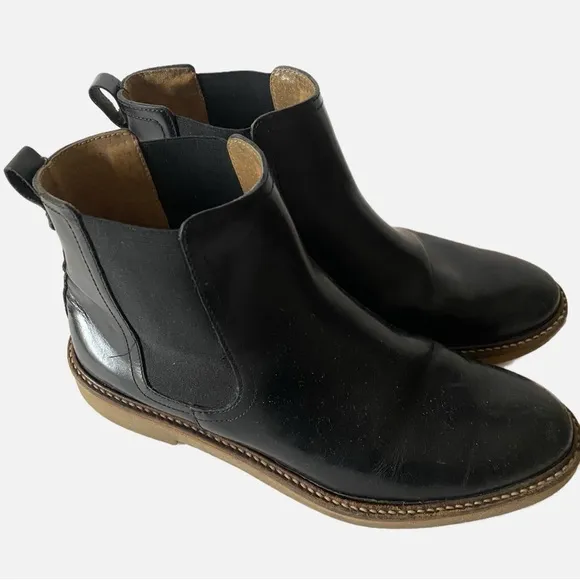 Kickers Oxford Chic Slip-On Black Leather Chelsea Boots