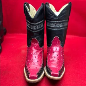 Kids Black and Red Cowboy Boots SZ 18.5 MX box 64