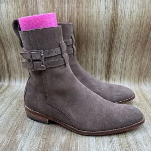 Kollar Clothing Boots Men's Size 10 M Grey Suede Ankle Boots Strap Shoes Casual‎