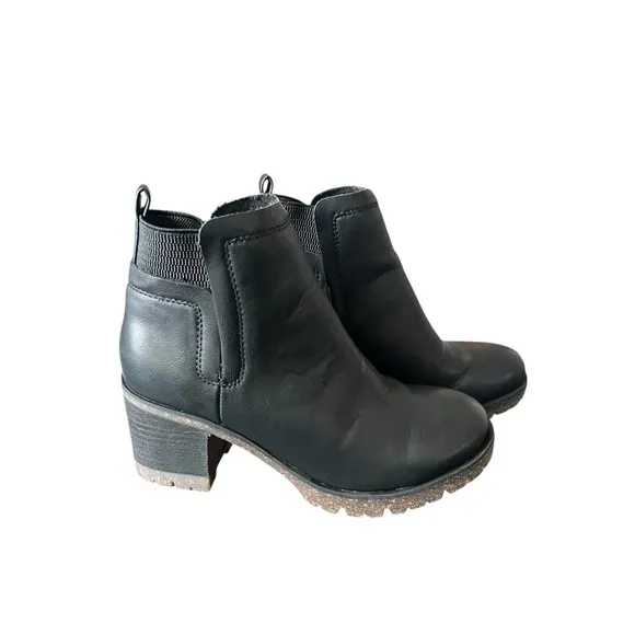 KORKS Kork-Ease Black Lug Sole Elsie Ankle Boots Booties Shoes Platform Sz 6M