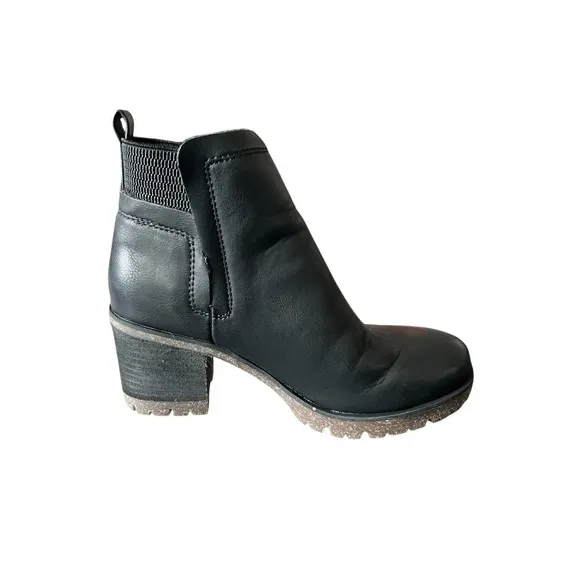 KORKS Kork-Ease Black Lug Sole Elsie Ankle Boots Booties Shoes Platform Sz 6M