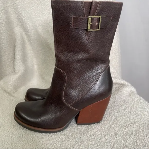 Korks Kork-Ease Turner Leather Heeled Mid Buckle Boots Size 6