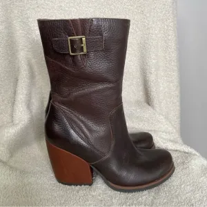 Korks Kork-Ease Turner Leather Heeled Mid Buckle Boots Size 6
