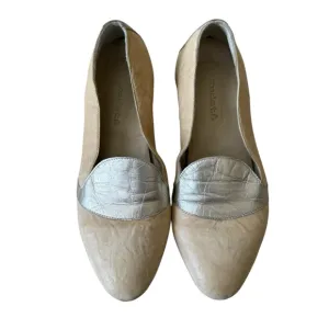 KUDETA Women's Loafers Tan/ Gold Flats Goodyear Sole Made In Italy