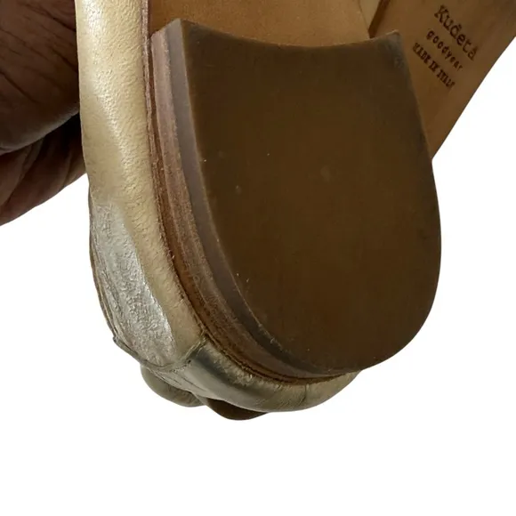KUDETA Women's Loafers Tan/ Gold Flats Goodyear Sole Made In Italy