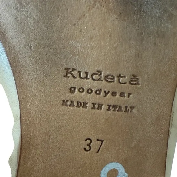 KUDETA Women's Loafers Tan/ Gold Flats Goodyear Sole Made In Italy