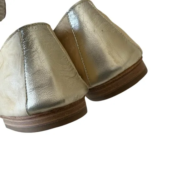 KUDETA Women's Loafers Tan/ Gold Flats Goodyear Sole Made In Italy