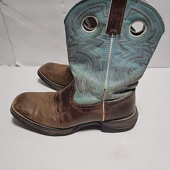 Lady Rebel by Durango Blue Powder n' Lace Saddle Western Boots Women Size 9.5 M