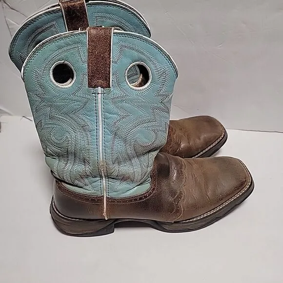 Lady Rebel by Durango Blue Powder n' Lace Saddle Western Boots Women Size 9.5 M