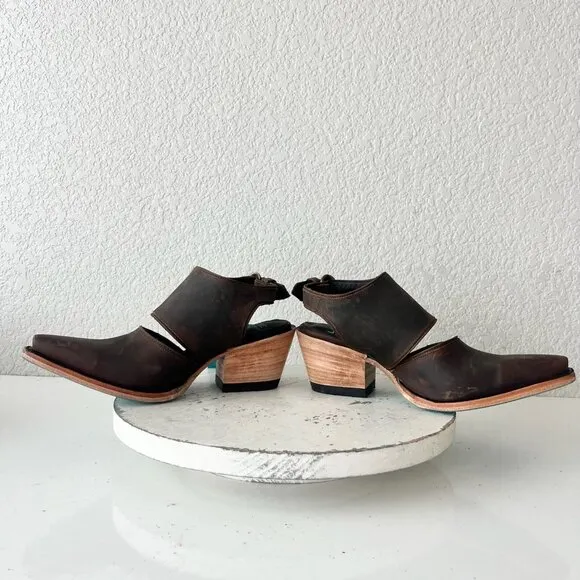 Lane Plain Jane Slingback Mule Womens 6.5 Brown Cowboy Boots Western Cowgirl