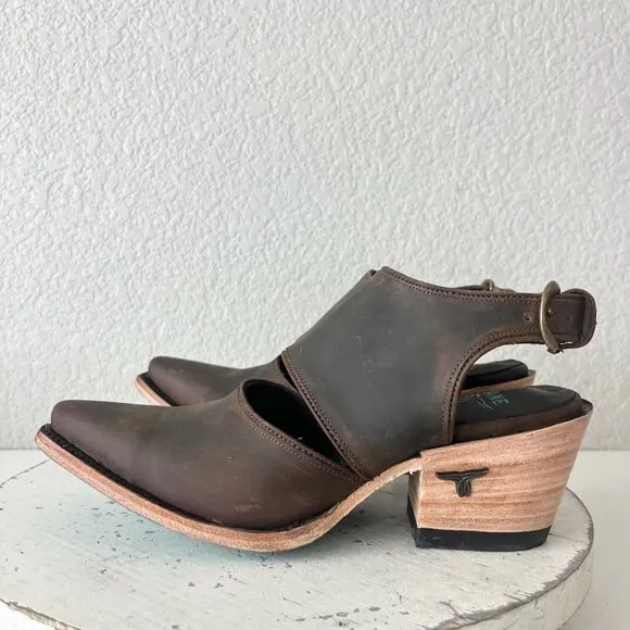 Lane Plain Jane Slingback Mule Womens 6.5 Brown Cowboy Boots Western Cowgirl