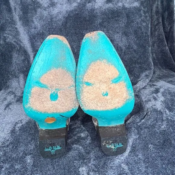 Lane Western Boots Womens Love Sick Cowboy Snip Brown Teal size 6.5