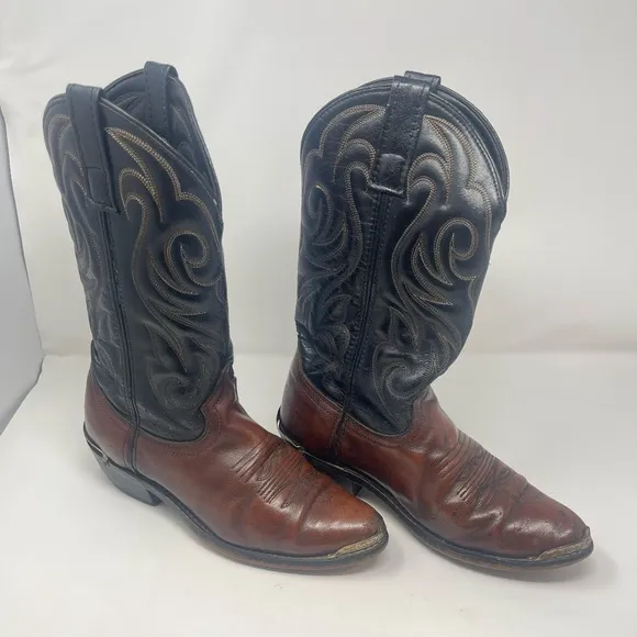 Laredo brown &amp; black western roper cowboy boots 8D