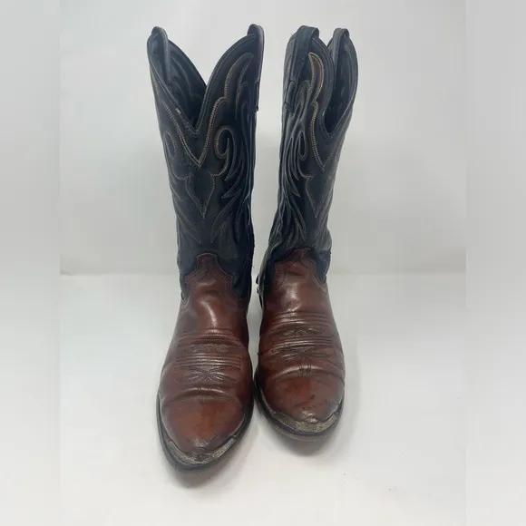 Laredo brown &amp; black western roper cowboy boots 8D