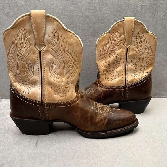 Laredo Tori Womens Size 8 (M) Western Boots Booties Brown Tan Leather Cowboy