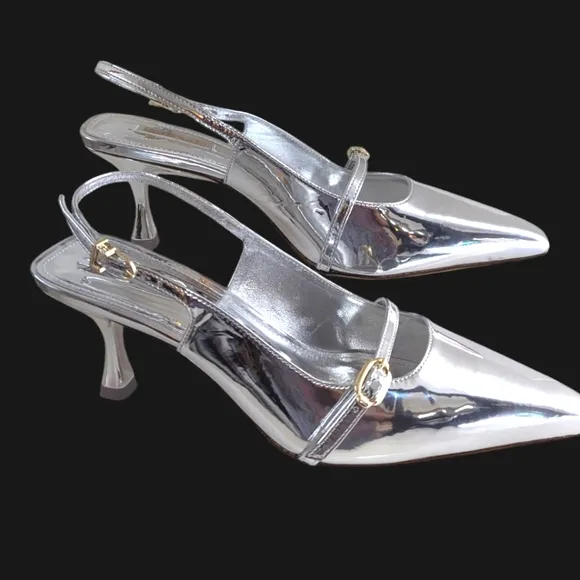 Larroude Ines Pump In Silver Specchio... Size 9.5