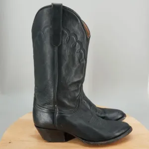 Larry Mahan Western Boots Mens Size 9.5 D Black Leather Cowboy Made in USA