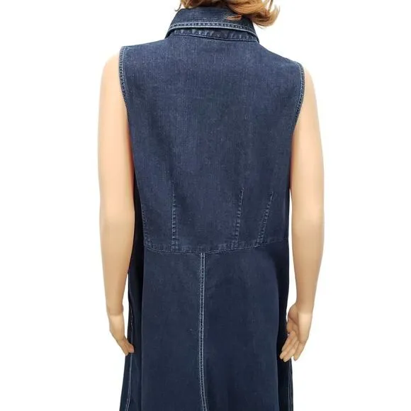 Lauren Jeans Co. Ralph Lauren Vintage Denim Shirt Dress Sleeveless Plus Size 14W