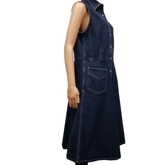 Lauren Jeans Co. Ralph Lauren Vintage Denim Shirt Dress Sleeveless Plus Size 14W