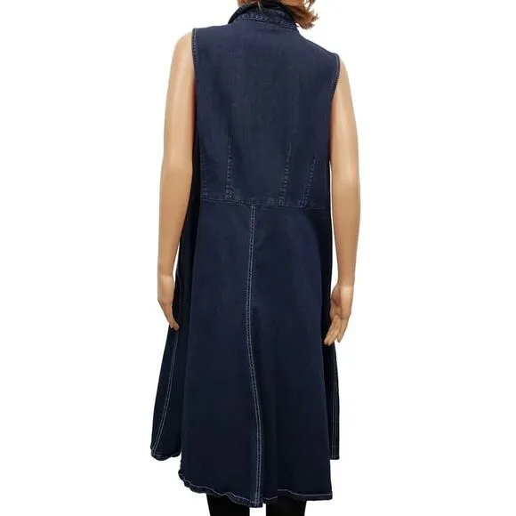 Lauren Jeans Co. Ralph Lauren Vintage Denim Shirt Dress Sleeveless Plus Size 14W