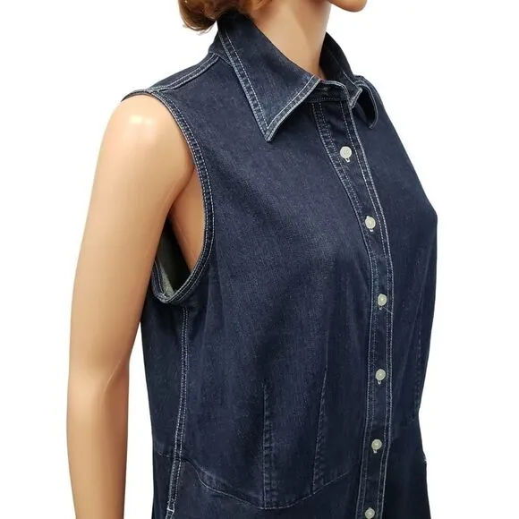 Lauren Jeans Co. Ralph Lauren Vintage Denim Shirt Dress Sleeveless Plus Size 14W
