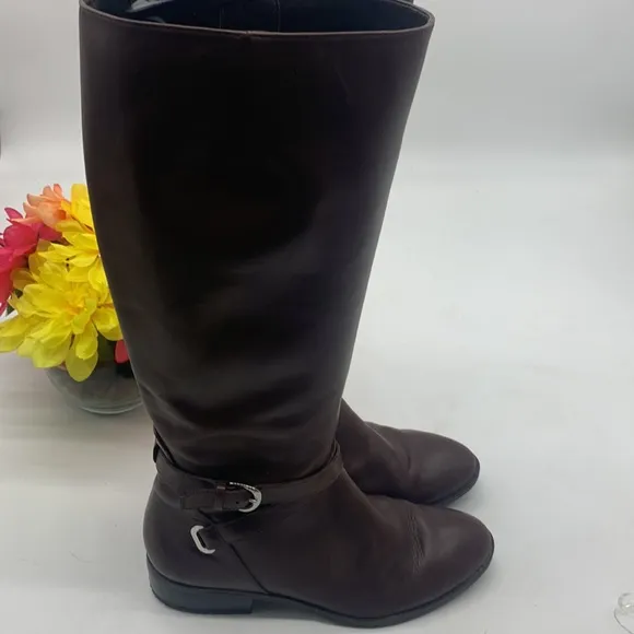 Lauren Ralph Lauren Marinella Tall Brown Leather Equestrian Boots Size 7.5