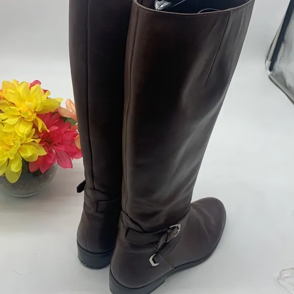 Lauren Ralph Lauren Marinella Tall Brown Leather Equestrian Boots Size 7.5