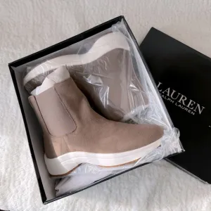 Lauren Ralph Lauren Rylee Suede Chelsea Boots, Tan, Size Women's US 9.5B