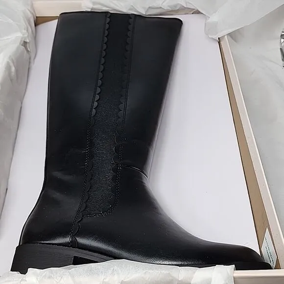 LC LAUREN CONRAD MOLASSES BLACK KNEE HIGH HEELED BOOT LADIES 7 WIDE CALF NIB