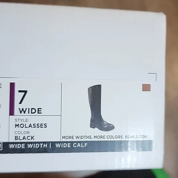 LC LAUREN CONRAD MOLASSES BLACK KNEE HIGH HEELED BOOT LADIES 7 WIDE CALF NIB