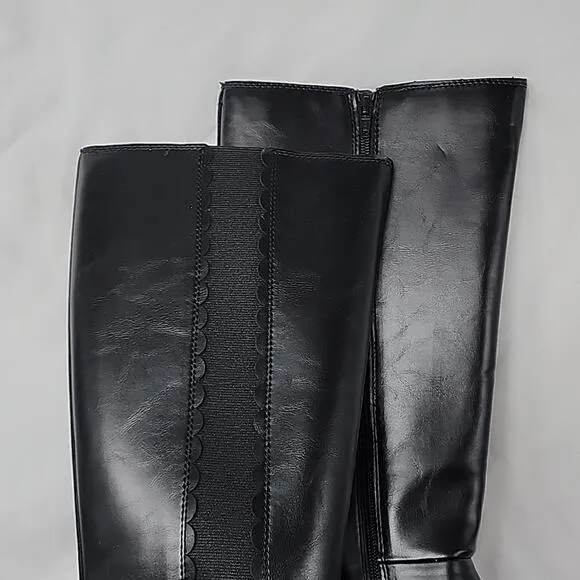 LC LAUREN CONRAD MOLASSES BLACK KNEE HIGH HEELED BOOT LADIES 7 WIDE CALF NIB