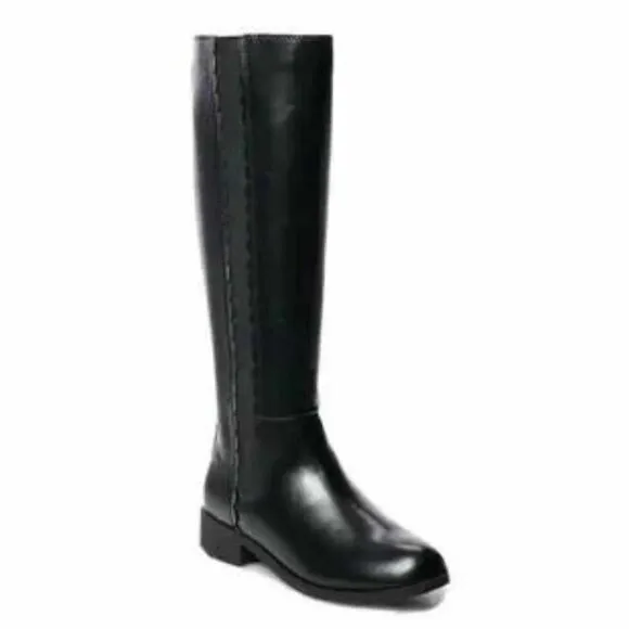 LC LAUREN CONRAD MOLASSES BLACK KNEE HIGH HEELED BOOT LADIES 7 WIDE CALF NIB