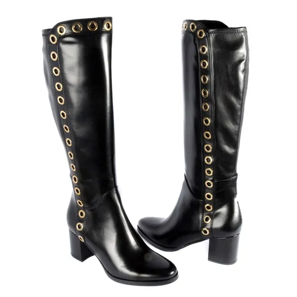 Le Pepe Nappa Black Knee High Boots