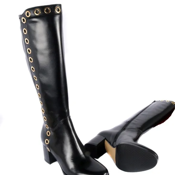 Le Pepe Nappa Black Knee High Boots