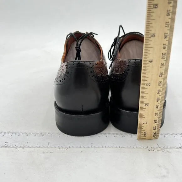 LEIZILEI Men's Brown Textured Prints Brogue Genuine Lace-Up Dress Oxfords