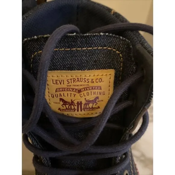 Levi Strauss Men's Blue Black Jean Denim Boots Shoes  8.5