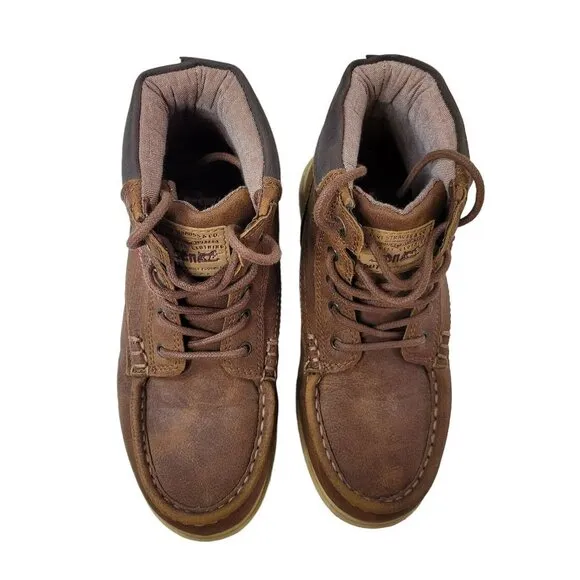 Levis Kids Brown Faux Leather High-Top Boots US 2 EUR 34 UK 1.5 With Synthetic U
