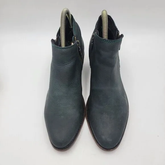 Liberty Black Booties Women's Size 7.5 Teal Leather Side Zipper Boots 711137