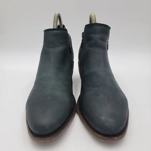 Liberty Black Booties Women's Size 7.5 Teal Leather Side Zipper Boots 711137