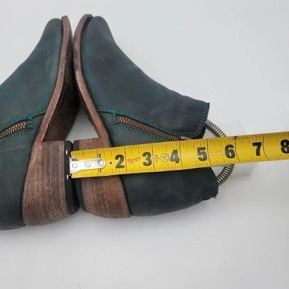 Liberty Black Booties Women's Size 7.5 Teal Leather Side Zipper Boots 711137